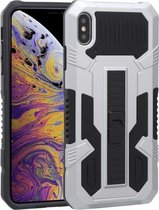 Vanguard Warrior All Inclusive tweekleurige schokbestendige TPU + pc-beschermhoes met houder voor iPhone XS Max (zilverwit)