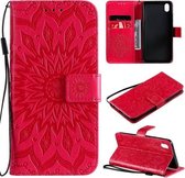 Voor vivo Y1s/Y90/Y91C Zon Embossing Patroon Horizontale Flip Lederen Case met Kaartsleuf & Houder & Portemonnee & Lanyard (Rood)