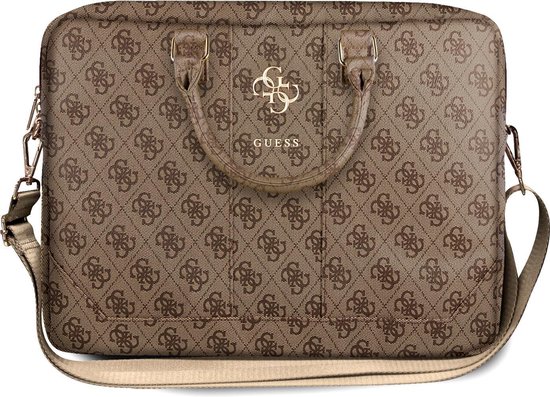 Guess PU 4G metal Logo Laptop Tas - 15 en 16 inch Bruin