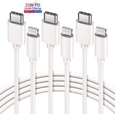 4x iPhone 12 Oplaadkabel 1 Meter - USB-C naar Lightning - Geschikt voor USB-C Stekker/Adapter/Oplader - Apple iPhone 12 / 12 Pro / 12 Mini / 12 Pro Max