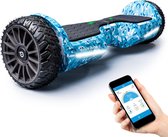 BLUEWHEEL app-compatibel hoverboard off-road + Bluetooth luidspreker & LED Licht | Exclusief velgen design | Self Balance Board + veiligheidsmodus voor kinderen | Premium accu & Dual Power Mo