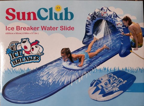 Waterglijbaan 'Icebreaker' - Sunclub - 5 meter - Blauw - Inclusief surfboard! - Stolz