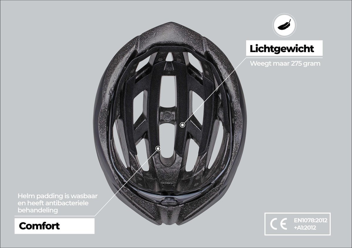 BBB Cycling Hawk Racefiets Helm - Large: 58-62 CM - Wielrenhelm - Fietshelm Volwassenen - Sporthelm - Mat Zwart - Maat L - BHE-151 – foto 6