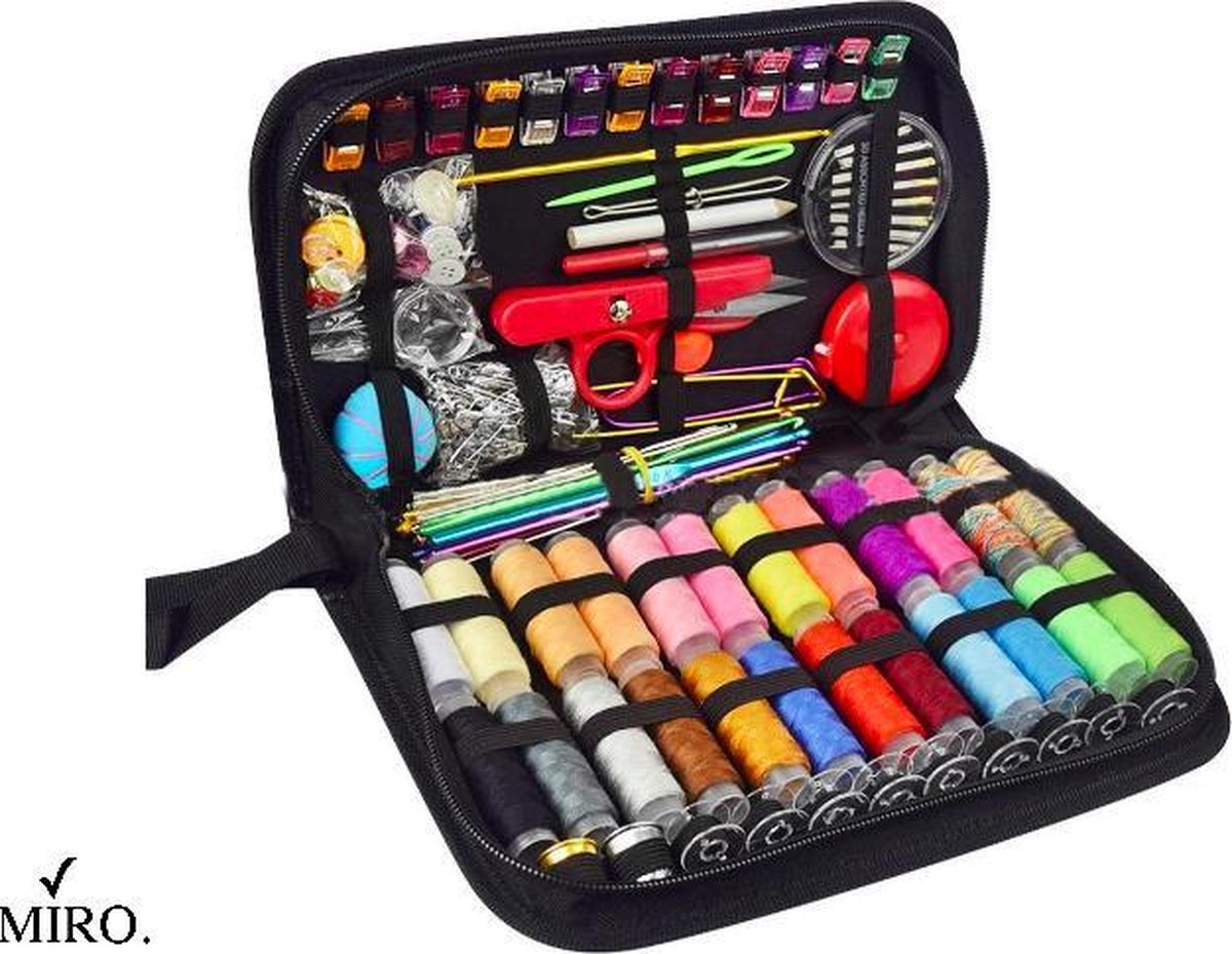 MIRO Ultieme Naaiset - Voor Alle Naaibehoeften - Complete Set - 282 Stuks - Inclusief Etui - Zwart