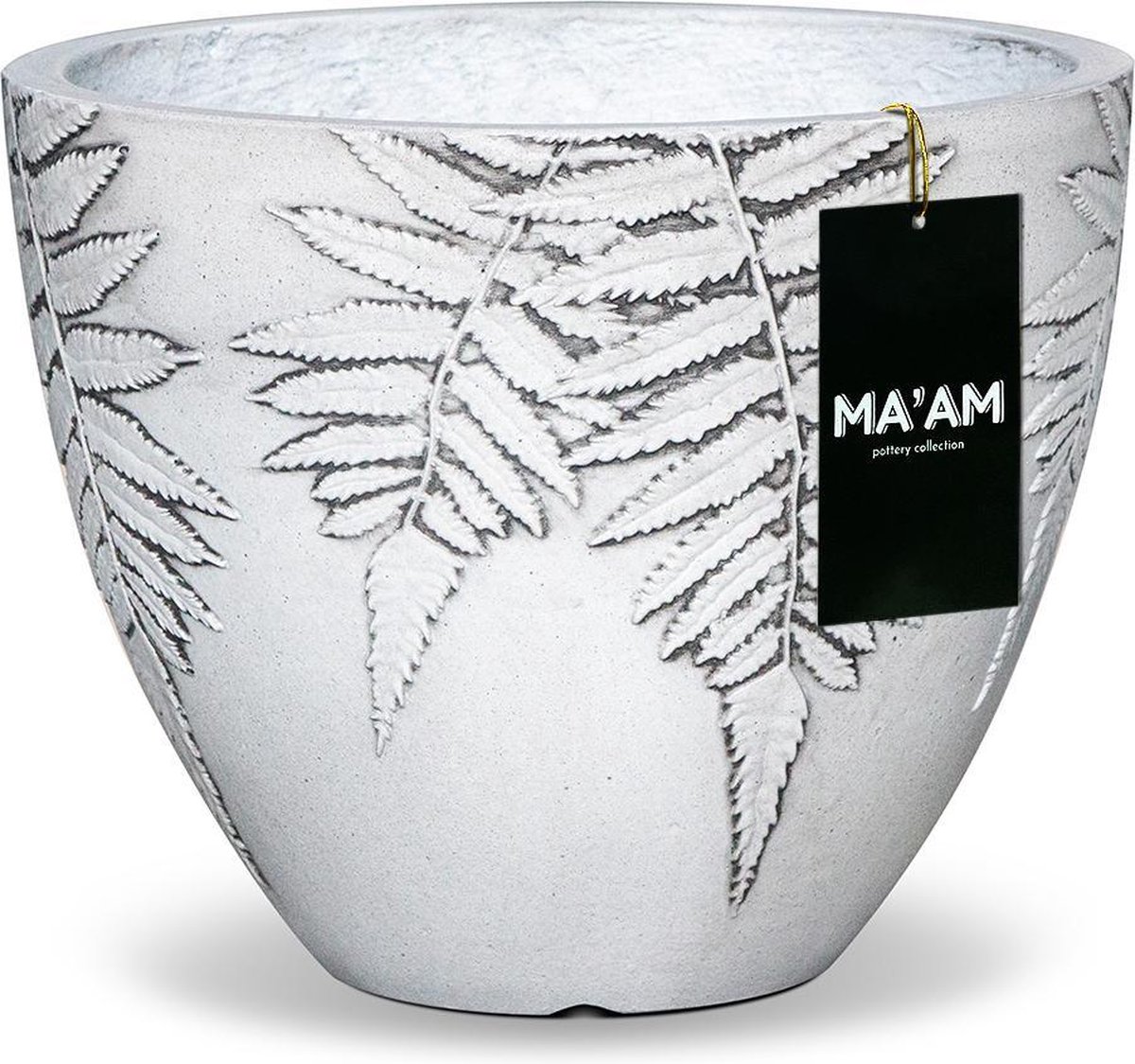 MA'AM Pottery Vio ronde bloempot - D37x30 - Wit - varen plant design - binnen/buiten - duurzame kwaliteit - afwatering