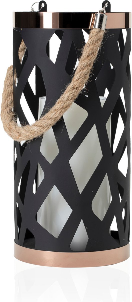 Pauleen Lantern Soul - Met LED-kaars - Mat zwart/Koper