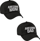 Awesome Mom en Dad petje zwart - Cadeau baseball caps voor Papa en Mama - Moederdag en Vaderdag cadeautje