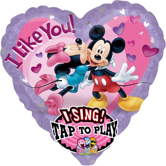 Folieballon - I Like You - Mickey & Minnie - Met muziek - 74cm - Zonder vulling
