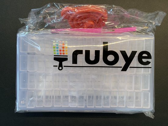 Boîte de rangement pour Adultes Rubye® Peinture de diamants 64 compartiments - Comprend des Autocollants