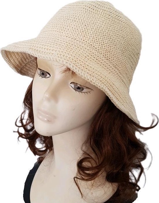Mooie hoed Dames BEIGE - Zonnehoed UV bestendig HOED (UPF50+) - Gehaakte ,  licht -... | bol.com