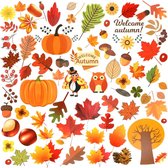 Herfststickers | Herfstdecoratie | Raamstickers | 6 Vellen | 70 Stuks | PVC | Herbruikbaar | Waterdicht | Zelfklevend