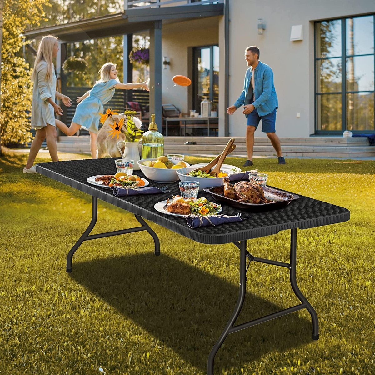 Buffettafel wit met RVS blad 180 cm