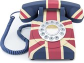 Téléphone fixe GPO Retro avec boutons poussoirs - Union Jack des années 1950 - Style des années 1970 avec drapeau britannique