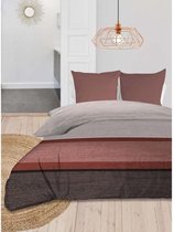 SOLEIL D'OCRE gestreept dekbed met print - 240 x 220 cm - rood