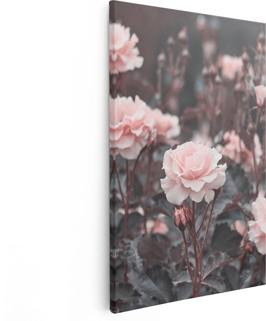 Artaza Canvas Schilderij Roze Rozen Bloemen - 40x60 - Poster Foto op Canvas - Canvas Print