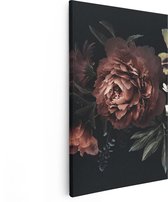 Artaza Canvas Schilderij Bloemen Op Een Zwart Achtergrond - 40x60 - Poster Foto op Canvas - Canvas Print