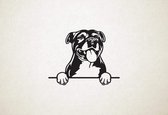 Staffordshire Bull Terrier - Englse Stafford - Staffie - hond met pootjes - M - 59x75cm - Zwart - wanddecoratie