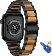 Luxe Metalen Armband Horloge Bandje Geschikt Voor Apple Watch Series 1/2/3/4/5/6//7/SE 38/40/41 mm - Geschikt Voor iWatch Schakel Polsband Strap RVS - Wristband Met Horlogeband Ink