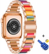 Metalen Armband Horloge Bandje Geschikt Voor Apple Watch Series 1/2/3/4/5/6//7/SE 38/40/41 mm - 38mm/40mm/41mm iWatch Schakel Polsband Strap RVS - Wristband Met Horlogeband Inkorts