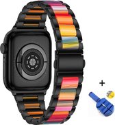 Metalen Armband Horloge Bandje Geschikt Voor Apple Watch Series 1/2/3/4/5/6//7/SE 42/44/45 mm - 42mm/44mm/45mm iWatch Schakel Polsband Strap - Wristband Met Horlogeband Inkortset -