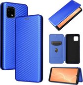 Voor Sharp Aquos Sense 6 Carbon Fiber Textuur Magnetische Horizontale Flip TPU + PC + PU Lederen Case met Kaartsleuf (Blauw)