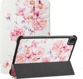 Zijdetextuur Gekleurd tekenpatroon Horizontale flip magnetische PU-lederen hoes met drie opvouwbare houder en slaap- / wekfunctie voor iPad Pro 11 (2018/2020/2021) (Camellia)