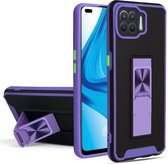 Voor OPPO F17 Pro / A93 Dual-color Skin Feel TPU + PC Magnetische schokbestendige hoes met onzichtbare houder (paars)