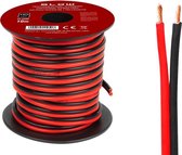 Câble haut-parleur HQ 2 x 0,75 mm noir/rouge op rol 10 mètres