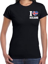 I love Iceland t-shirt zwart op borst voor dames - IJsland landen shirt - supporter kleding L