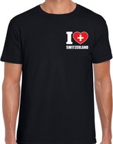 I love Switzerland t-shirt zwart op borst voor heren - Zwitserland landen shirt - supporter kleding S