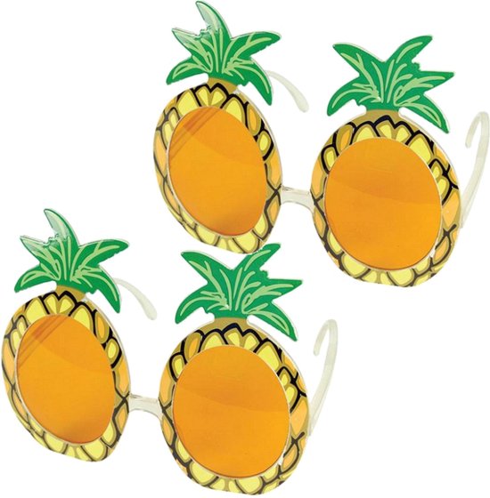 2x stuks tropische Hawaii thema verkleed bril met ananas glazen - Carnaval feestbrillen