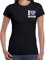 I love Fryslan t-shirt zwart op borst voor dames - Friesland landen shirt - supporter kleding S