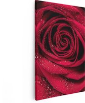 Artaza Canvas Schilderij Rode Roos Met Waterdruppels - Bloem - 20x30 - Klein - Foto Op Canvas - Canvas Print