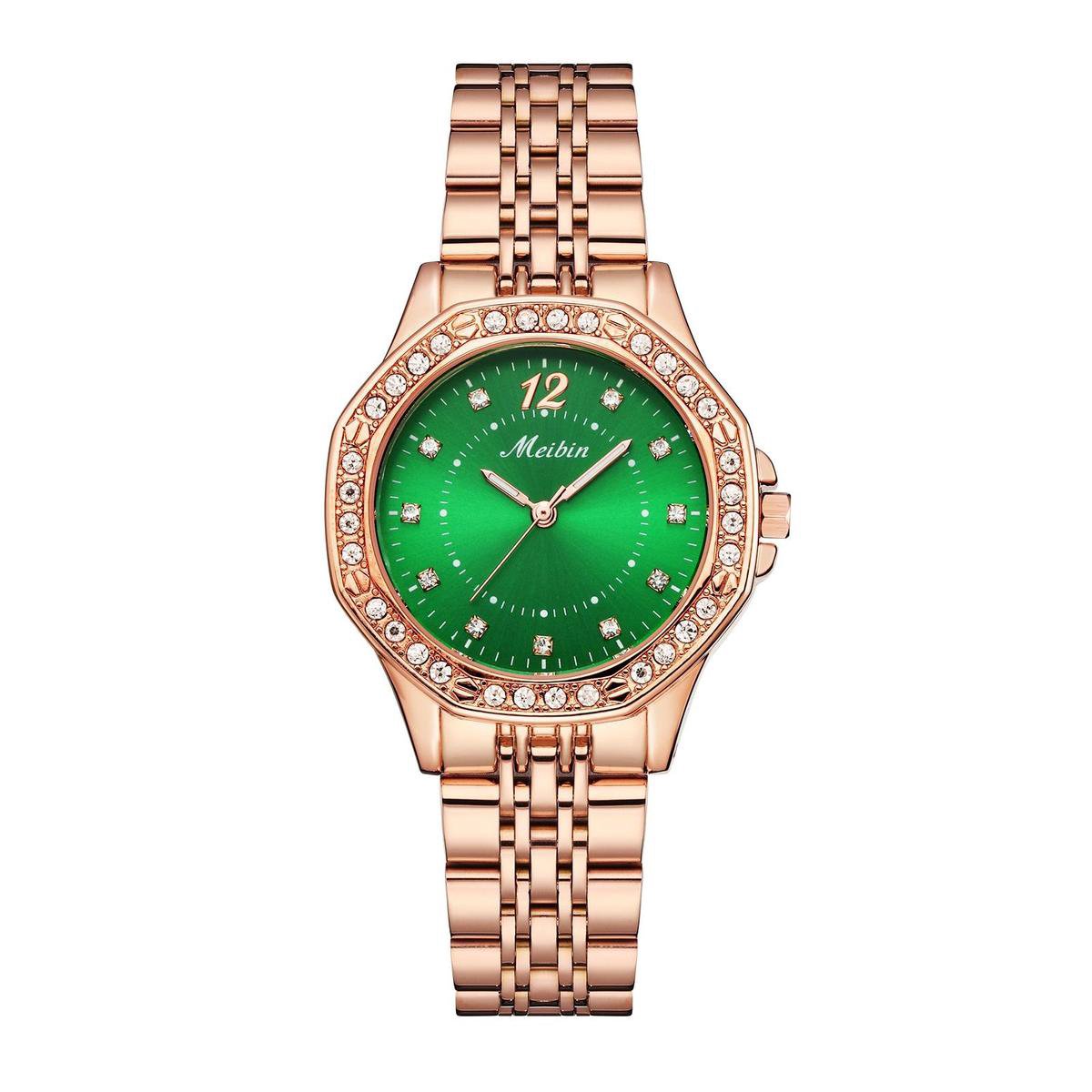 Longbo - Meibin - Dames Horloge - Rosé/Groen - 34mm (Productvideo)