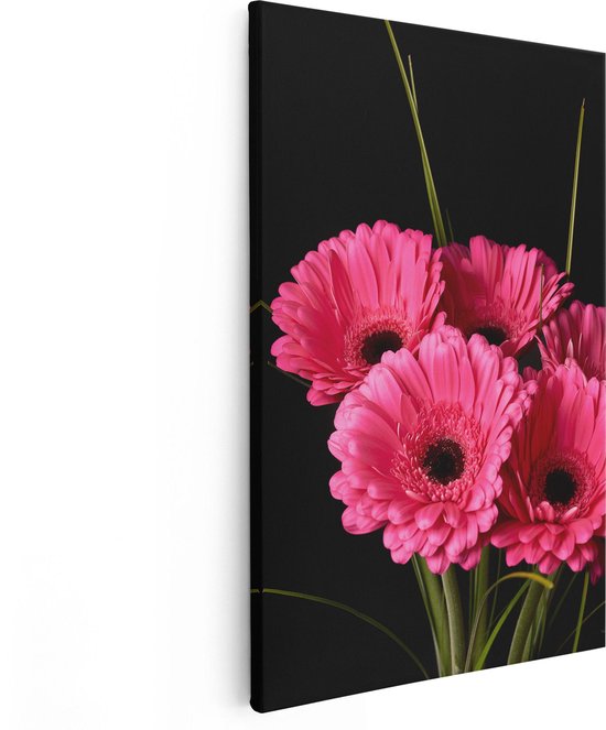 Artaza Canvas Schilderij Roze Gerbera Bloemen - 60x90 - Foto Op Canvas - Canvas Print