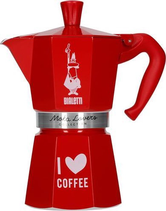 voldoende lanthaan Mentor Bialetti Moka Express I Love Coffee - Percolator - Rood - 6 kops - 270ml |  bol.com