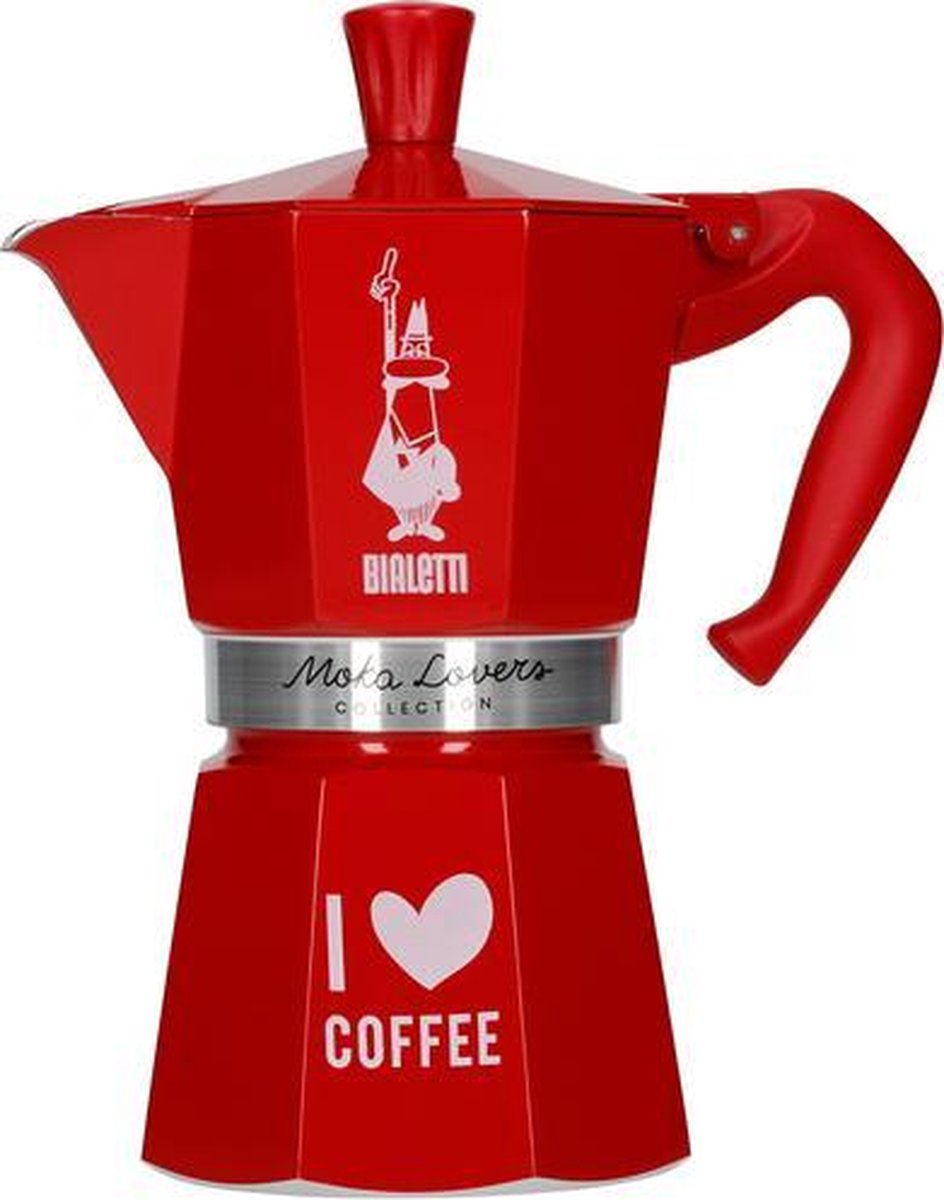 Bialetti Moka Express I Love Coffee - Percolator - Rood - 6 kops - 270ml