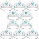 Uitdeelzakjes - Uitdeelcadeaus - Prinsessen Tiara - Kroon - 10-pack -Traktatie - Verjaardag Kind - Verkleedkleren Meisje - Blauw