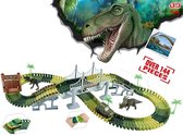 Piste Ariko Car avec des dinosaures | jungle de piste de course | avec des dinosaures | travail de dinosaure | piste de course flexible | 6 pistes de course différentes | avec véhicule militaire | y compris les piles GRATUITES