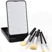 Makeup set - Makeup kwastenset - Makeup spiegel met ledverlichting - Zwart - Able & Borret