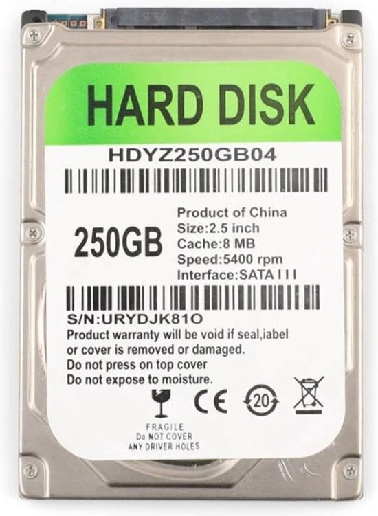 bibliotheek herhaling Geplooid 250 GB Harde Schijf Sata 2.5 Inch Mechanische laptop Hdd 8Mb Cache 5400Rpm  Snelheid... | bol.com