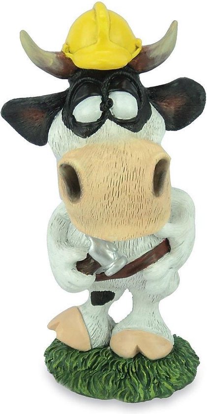 figurine de menuisier vache drôle - peinte à la main - 11,5 cm de haut