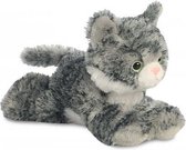 Pluche grijs/witte kat/poes knuffel 20 cm - Poezen/katten huisdieren knuffels - Speelgoed voor peuters/kinderen