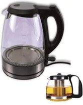 SET  Waterkoker 1.7ML en Theekan 700ML - 2200 Watt - Glas - Led licht - SAMEN 1 PRIJS !!
