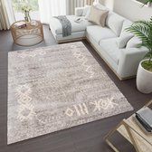 Tapiso Versay Vloerkleed Hoogpolig Shaggy Grijs Boho Tapijt Maat- 140x200