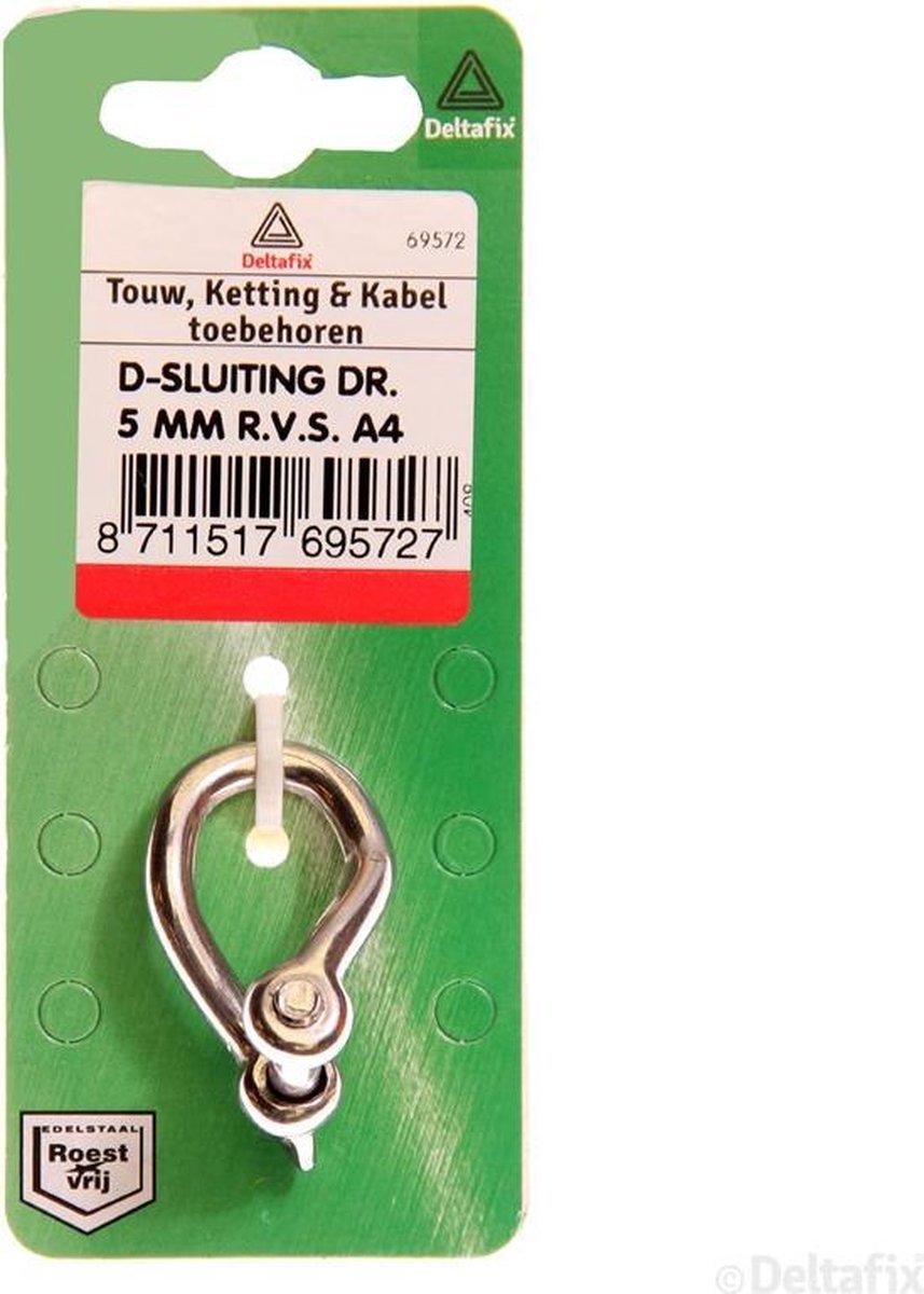 Deltafix d-sluiting gedraaid r.v.s. a4 5 mm 1 st.