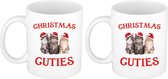 2x stuks cadeau kerstmokken Christmas cuties met kittens - 300 ml - keramiek - koffiemokken / theebekers - Kerstmis - kattenliefhebbers