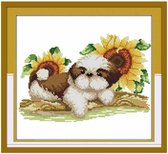 Voorbedrukt borduurpakket 33x31 cm - Cross stitch - K040 - Hond