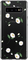 Samsung Galaxy S10 Telefoonhoesje - Transparant Siliconenhoesje - Flexibel - Met Bloemenprint - Madeliefjes