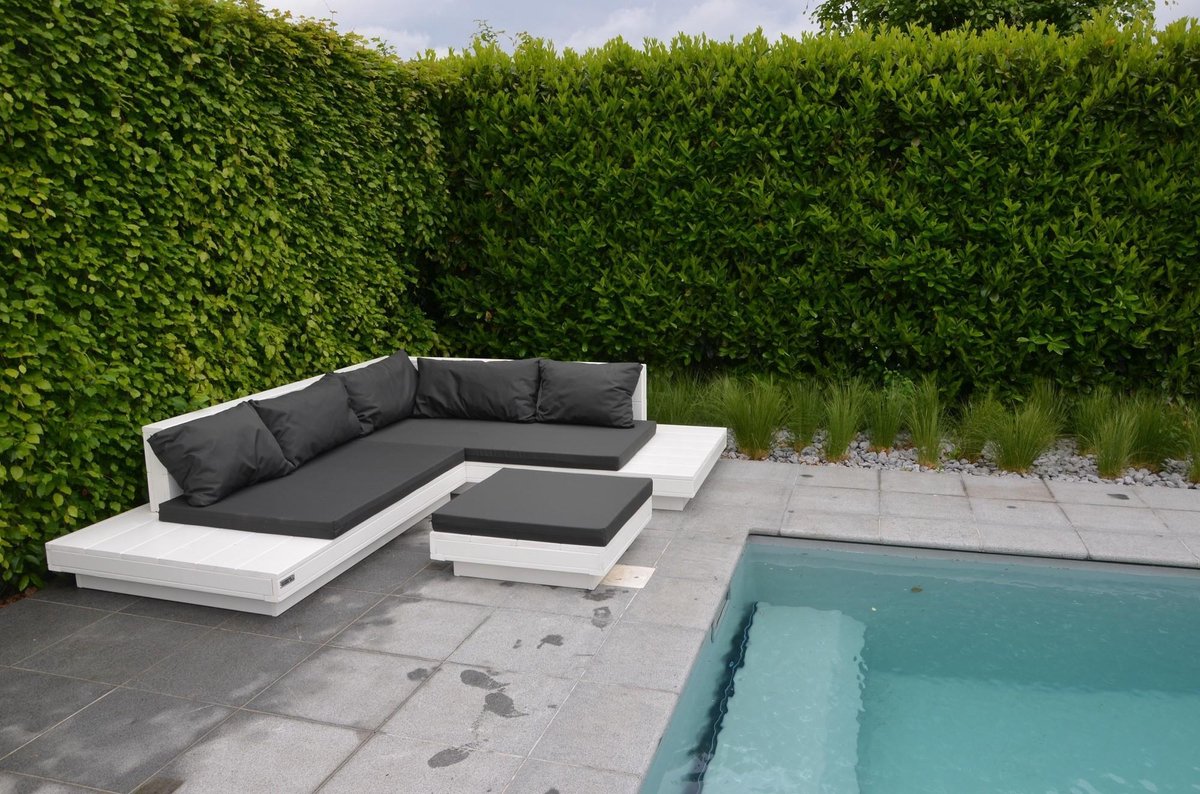 Wood4you - Loungeset 12 Wit incl Plofkussens - 250cm - 250cm